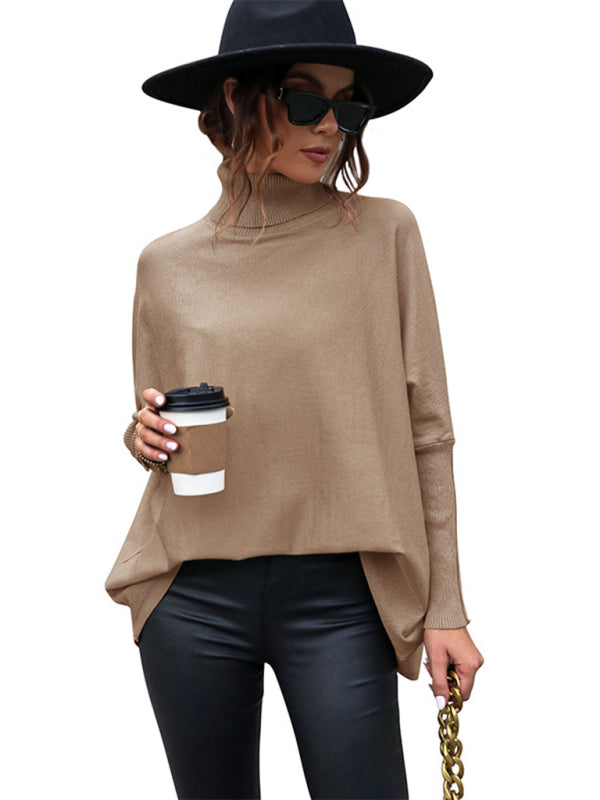 New women’s mid-length solid color turtleneck sweater