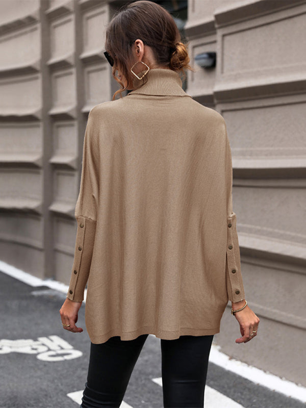 New women’s mid-length solid color turtleneck sweater