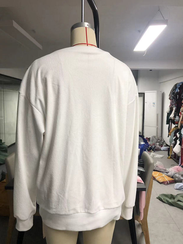 New Women’s Santa Claus Sequin Embroidery Loose Casual Long Sleeve Sweater