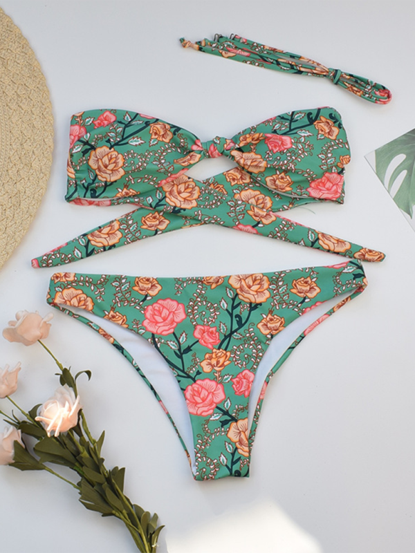 New women’s sexy floral split swimsuit