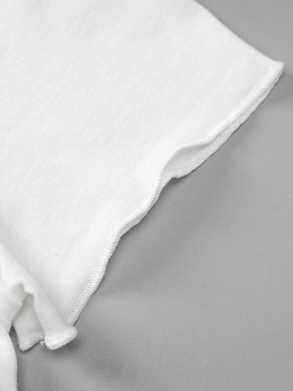 New women’s sexy navel-baring Baita top trend print short-sleeved T-shirt