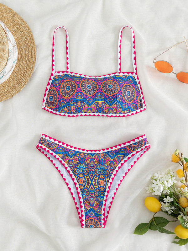 New women’s split sexy bikini crocheted halterneck tube top swimsuit