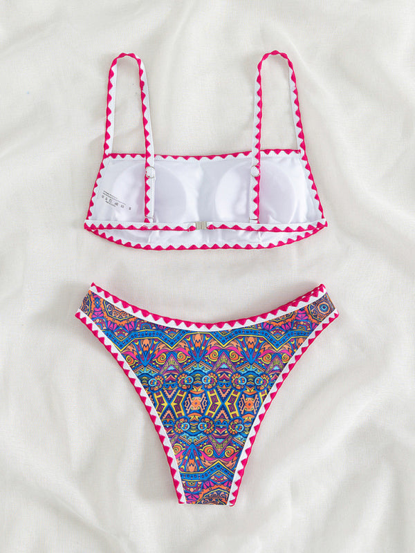 New women’s split sexy bikini crocheted halterneck tube top swimsuit