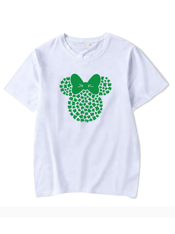 New Women’s St. Patrick’s Day Casual Clover Graphic Print T-Shirt (Multiple Pictures Available)