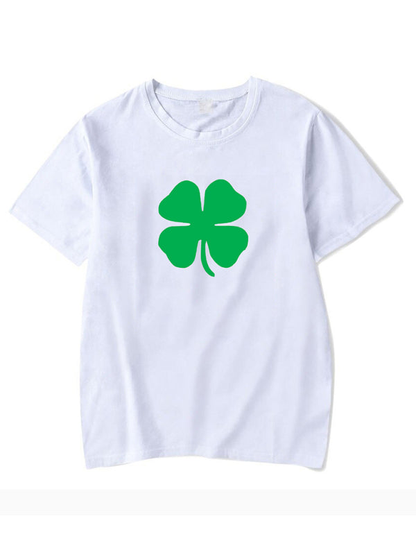 New Women’s St. Patrick’s Day Casual Clover Graphic Print T-Shirt (Multiple Pictures Available)