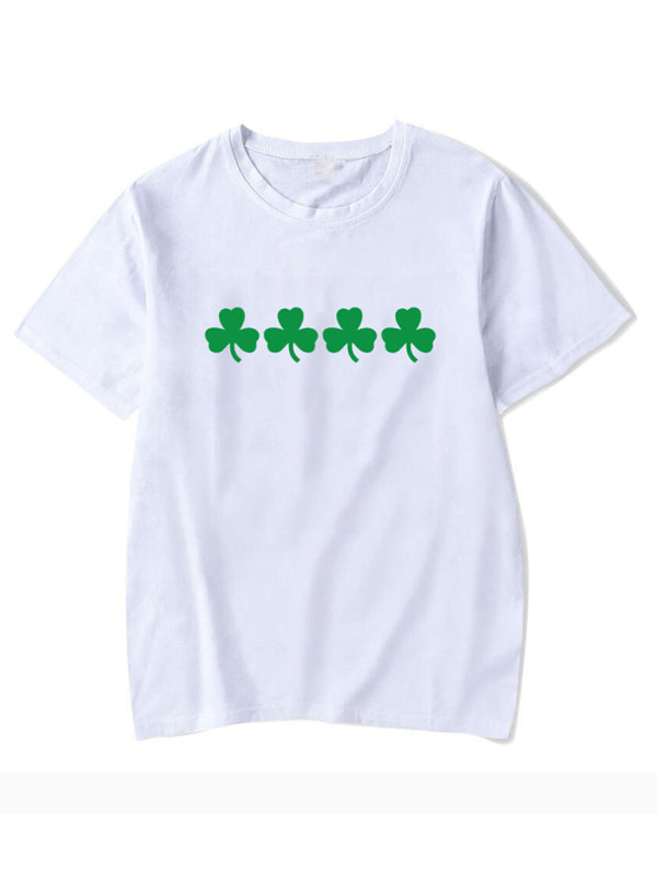 New Women’s St. Patrick’s Day Casual Clover Graphic Print T-Shirt (Multiple Pictures Available)