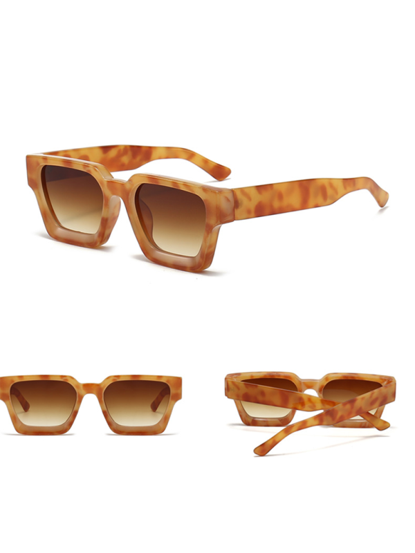 New women’s thick frame sunglasses trendy square frame sunglasses - Brown / FREESIZE