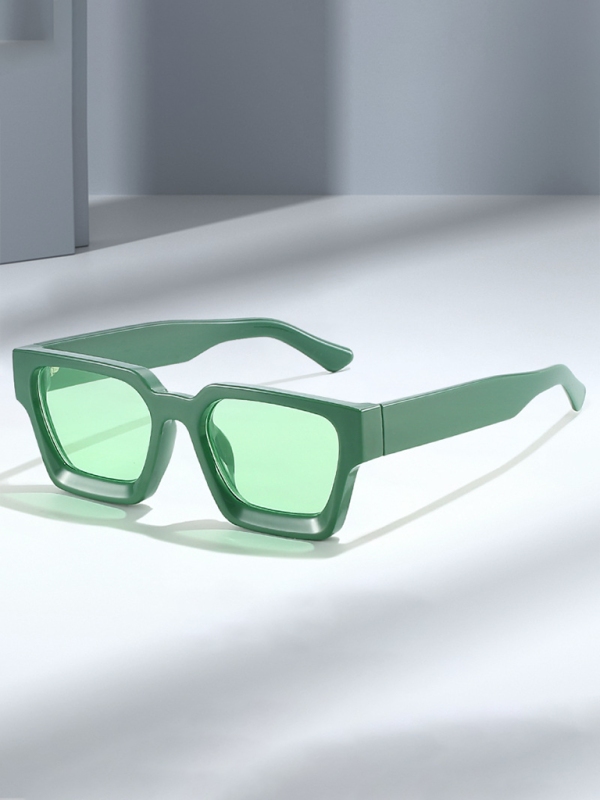 New women’s thick frame sunglasses trendy square frame sunglasses - Green / FREESIZE