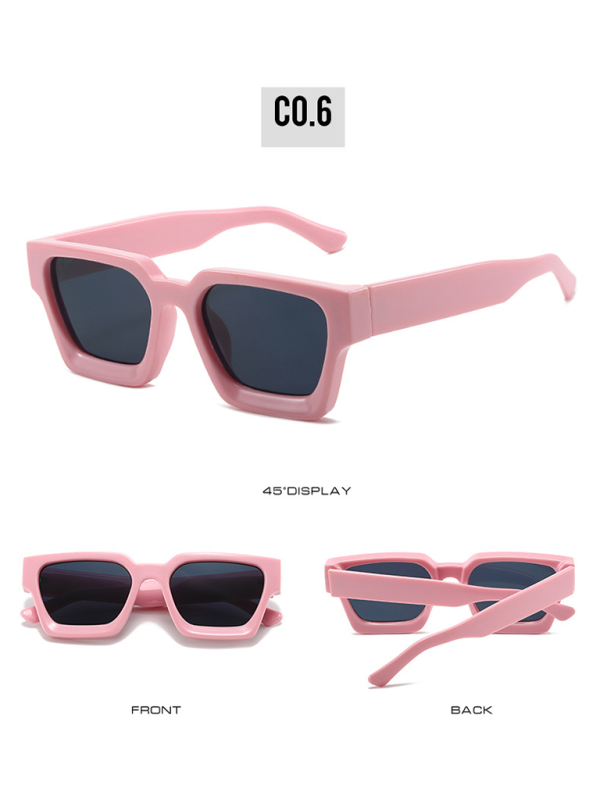 New women’s thick frame sunglasses trendy square frame sunglasses - Pink / FREESIZE