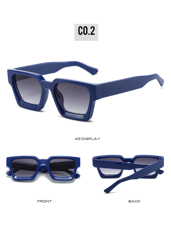 New women’s thick frame sunglasses trendy square frame sunglasses - Purplish blue navy / FREESIZE