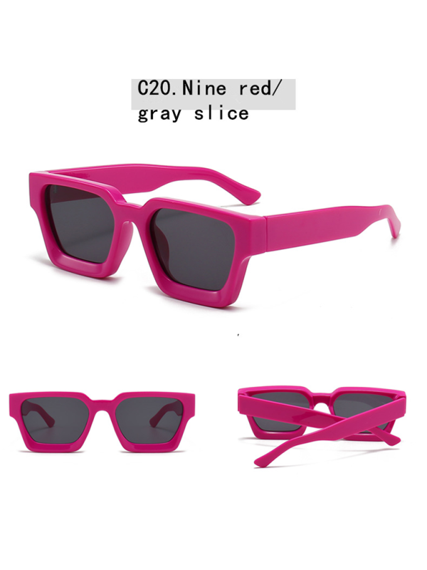 New women’s thick frame sunglasses trendy square frame sunglasses - Rose / FREESIZE