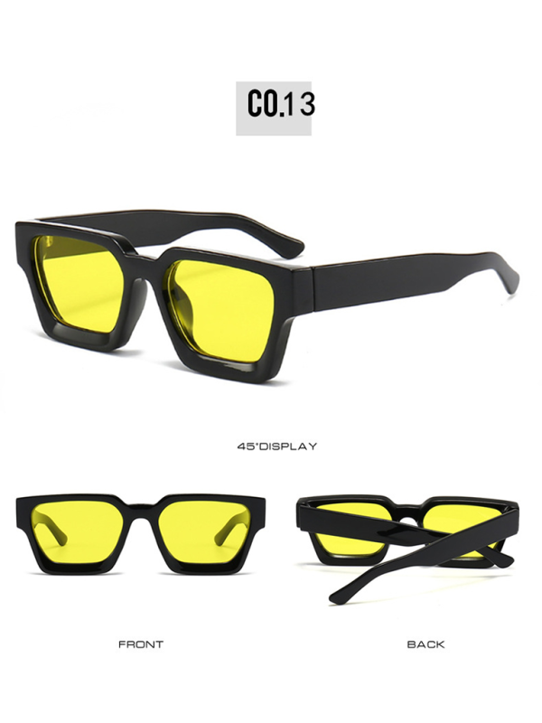 New women’s thick frame sunglasses trendy square frame sunglasses - Yellow / FREESIZE