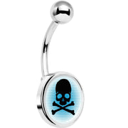 Blue Black Skull Belly Ring