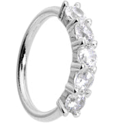 18G 1/4 Clear CZ Gem 14k White Gold Seamless Circular Ring