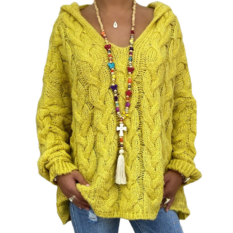 Pull à capuche ample à manches longues pour femme 