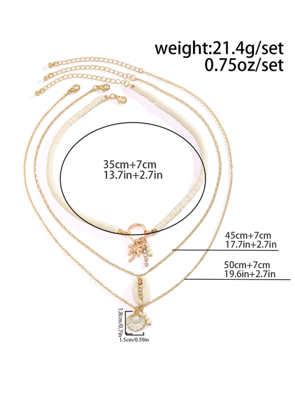 Ocean-style shell conch tassel multi-layer necklace stacked soft clay starfish necklace