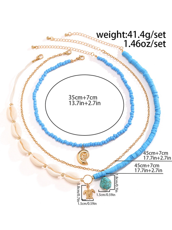 Ocean-style shell conch tassel multi-layer necklace stacked soft clay starfish necklace