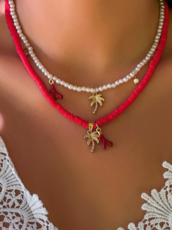 Ocean-style shell conch tassel multi-layer necklace stacked soft clay starfish necklace - Pattern2 / FREESIZE