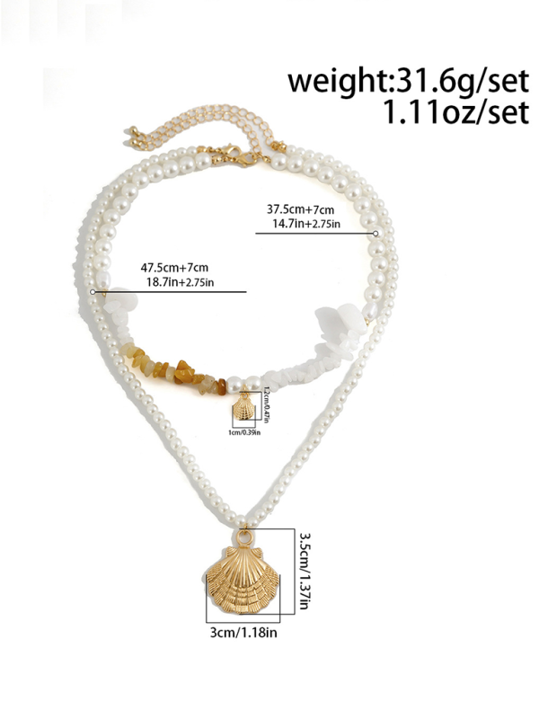 Ocean-style shell conch tassel multi-layer necklace stacked soft clay starfish necklace