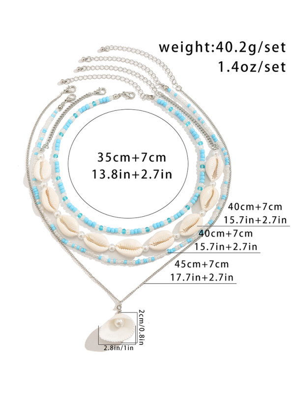 Ocean-style shell conch tassel multi-layer necklace stacked soft clay starfish necklace