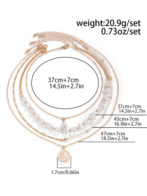 Ocean-style shell conch tassel multi-layer necklace stacked soft clay starfish necklace