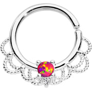 16G 5/16 Red Faux Opal Platinum Plated Seamless Circular Ring