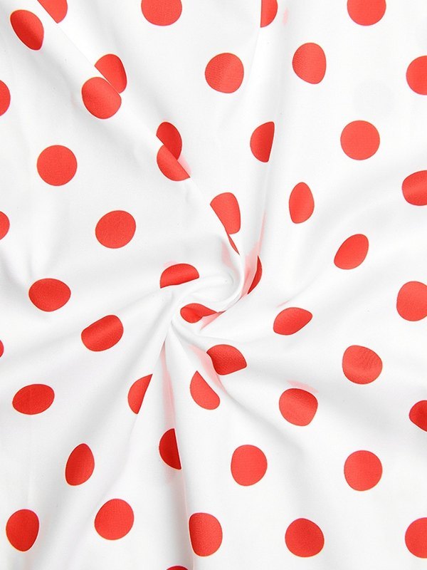 OFF-THE-SHOULDER DRESS WITH RED POLKA DOTS - POLKA DOT DRESS