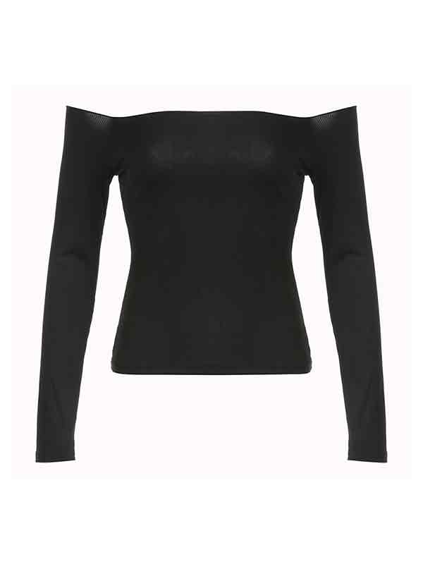 OFF-THE-SHOULDER LONG SLEEVE TOP - VERSATILE SLIM FIT FASHION TOP