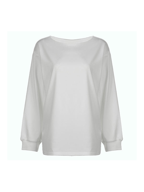 OFF-THE-SHOULDER LONG-SLEEVED TOP WITH CASUAL LOOSE FIT