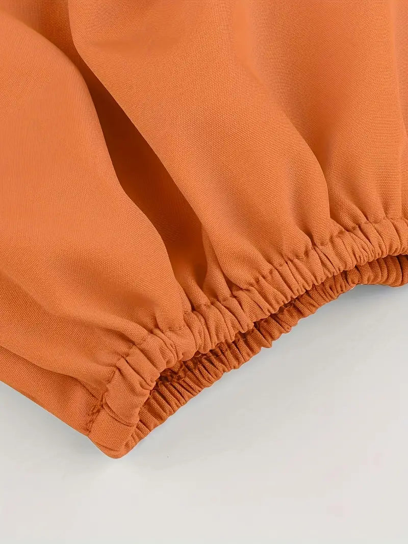 OFF-THE-SHOULDER ORANGE CROP TOP FOR SPRING SUMMER WITH STRAPLESS MICRO-ELASTICIITY