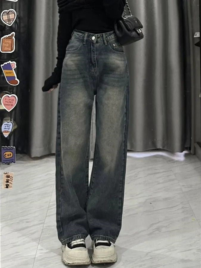 OFF-THE-SHOULDER TOP AND BAGGY JEANS SET VINTAGE WASHED LIGHT