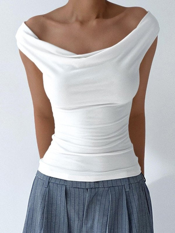 OFF-THE-SHOULDER TOP WITH SLIM FIT COWL NECK DETAIL