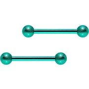 Green Color PVD Sandblasted Barbell Nipple Ring Set