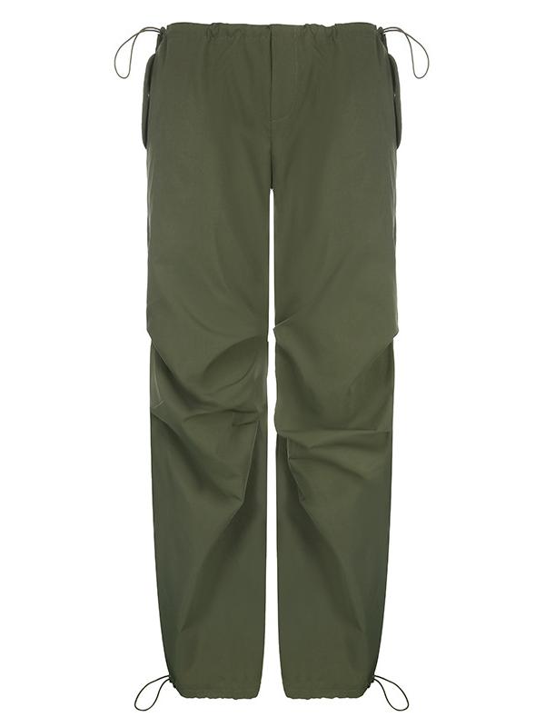 OLIVE GREEN BAGGY PANTS OVERSIZE PARACHUTE CARGO STYLE