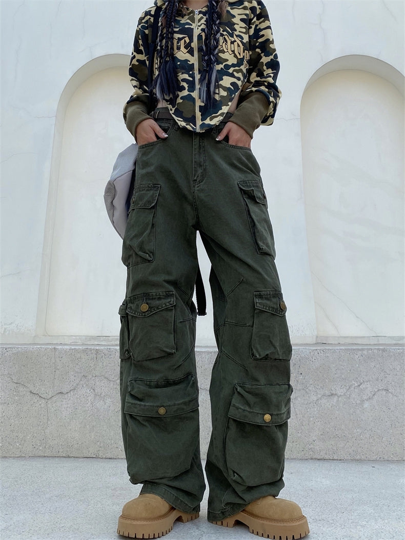 OLIVE GREEN CARGO PANTS VINTAGE BAGGY CARGO