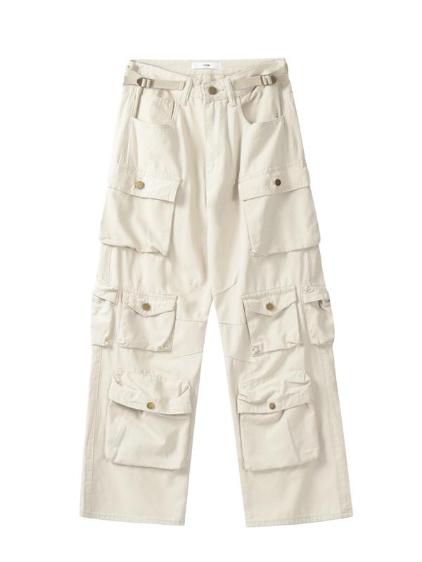 OLIVE GREEN CARGO PANTS WITH MULTIPLE POCKETS AND RELAXED FIT