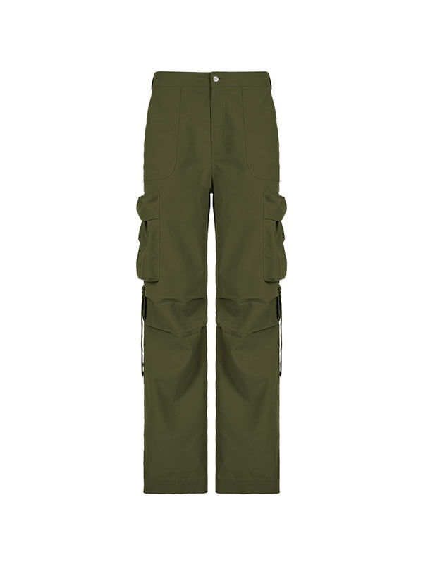 OLIVE GREEN CARGO PANTS WITH TRENDY LOOSE FIT