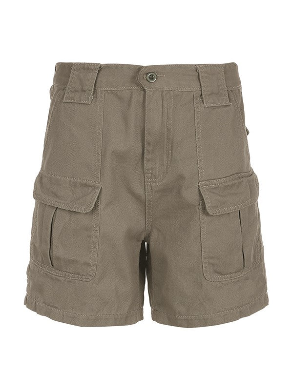 OLIVE GREEN CARGO SHORTS IN SOFT COTTON BLEND