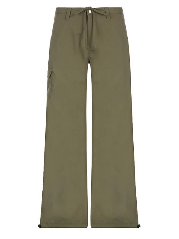 OLIVE GREEN CARGO TROUSERS WITH STRAIGHT LEGS - STYLISH CARGO TROUSERS