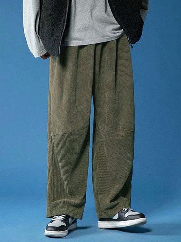 OLIVE GREEN CORDUROY PANTS FOR WOMEN - RETRO CASUAL STYLE