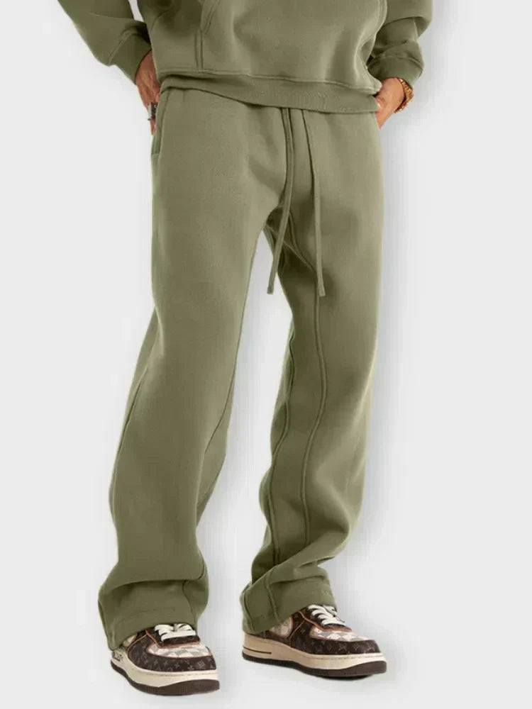 OLIVE-GREEN DRAWSTRING SWEATPANTS HIGH-STREET STYLE GSM JOGGERS