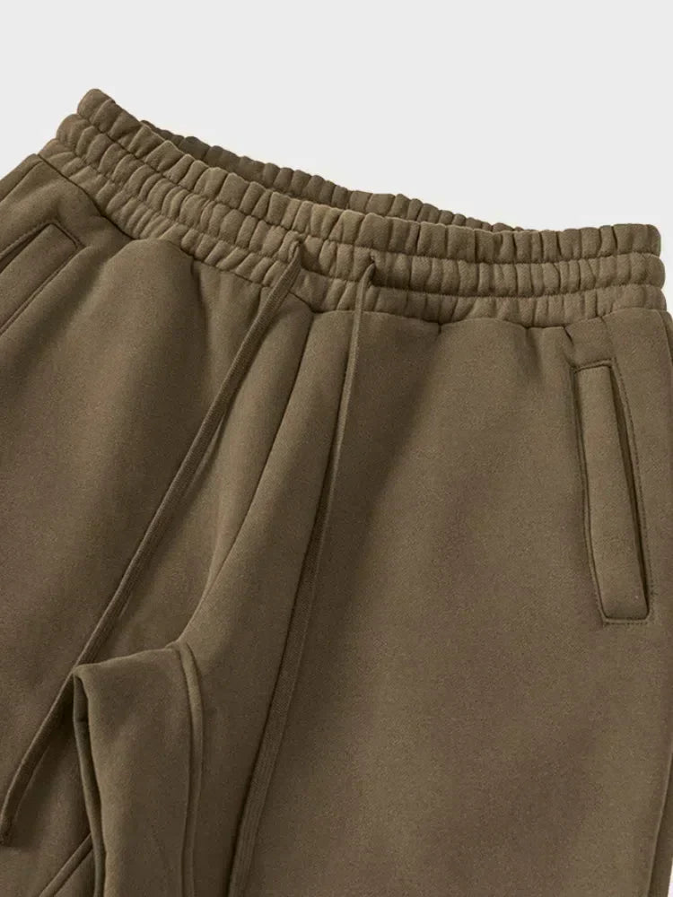 OLIVE-GREEN DRAWSTRING SWEATPANTS HIGH-STREET STYLE GSM JOGGERS