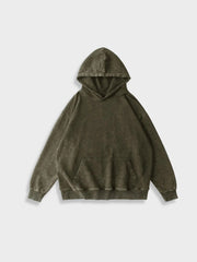 OLIVE GREEN HOODED SWEATSHIRT WASHED HOODIE