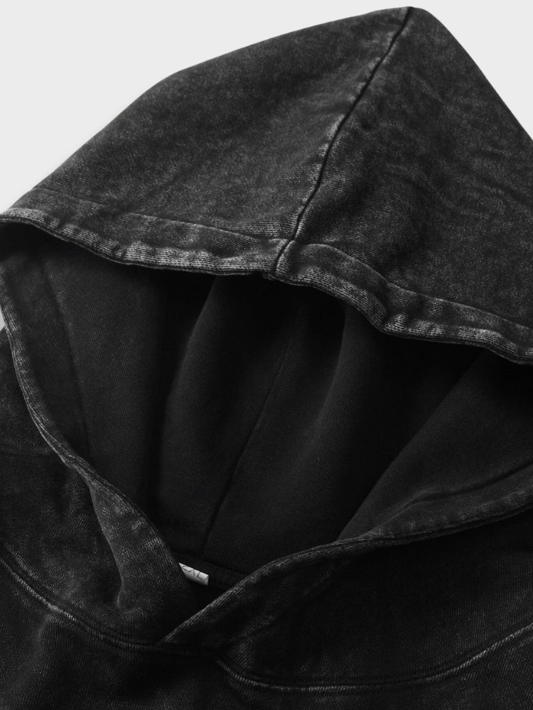 OLIVE GREEN HOODED SWEATSHIRT WASHED HOODIE