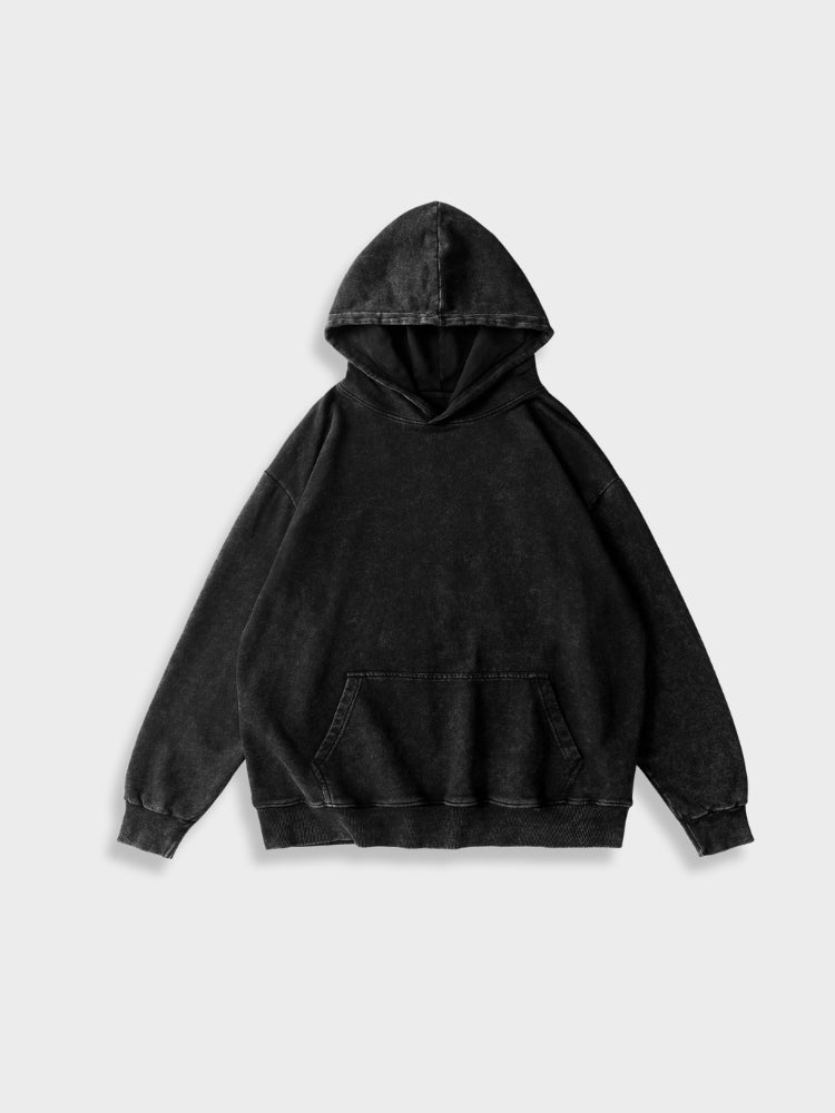 OLIVE GREEN HOODED SWEATSHIRT WASHED HOODIE