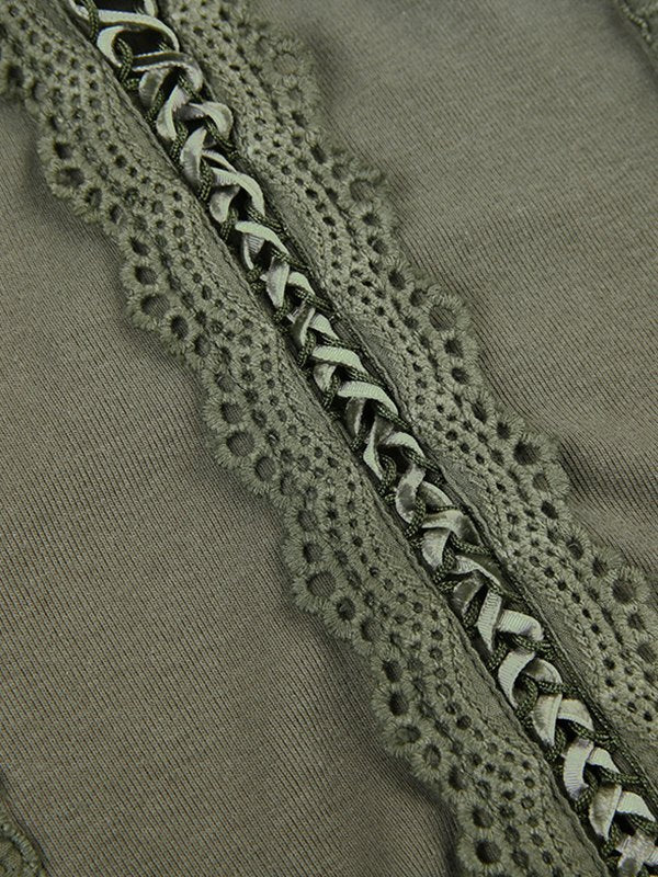 OLIVE GREEN LACE-TRIM CORSET TOP WITH SLIM FIT DESIGN