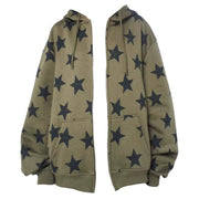 OLIVE STAR PRINT HOODIE Y2K EARLY 2000S