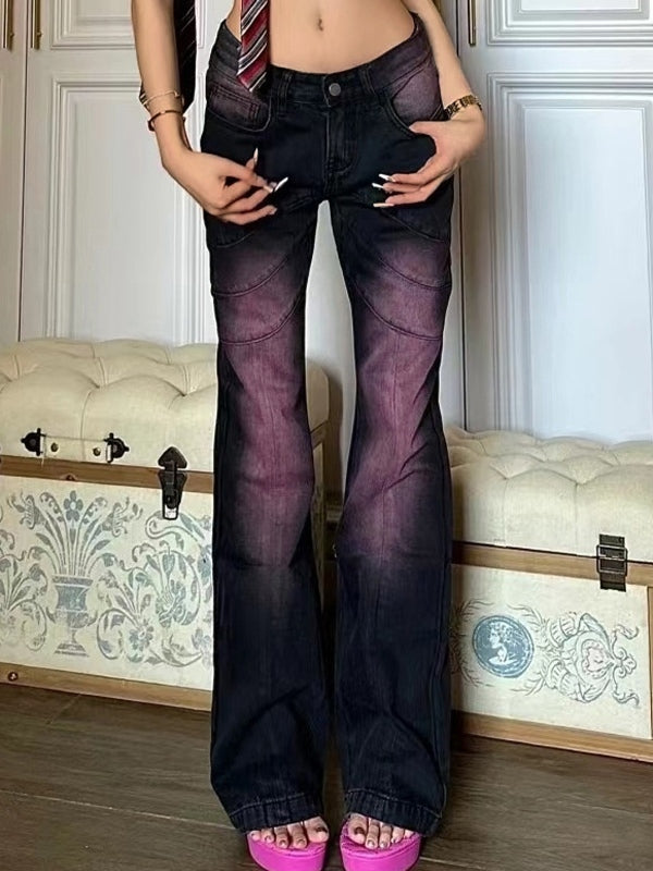 OMBRE FLARED JEANS IN OMBRE PURPLE Y2K STYLE