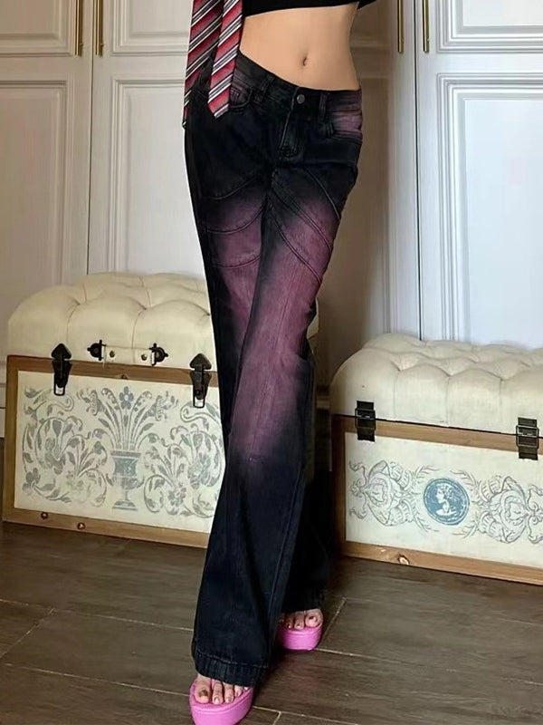 OMBRE FLARED JEANS IN OMBRE PURPLE Y2K STYLE