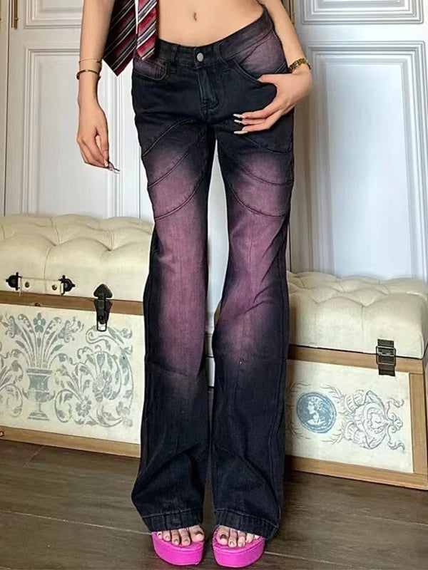 OMBRE FLARED JEANS IN OMBRE PURPLE Y2K STYLE